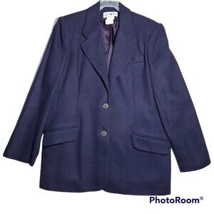 Vintage White Stag 100% Wool Blazer Women's Size 14 Blue Purple Academia Coat